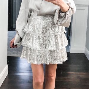 Silver sequin tiered skirt
